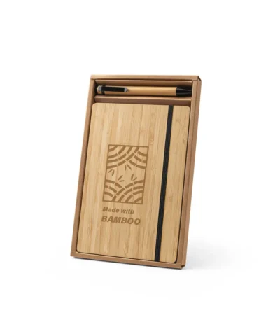 Kit Caderno e Caneta de Bambu Personalizado