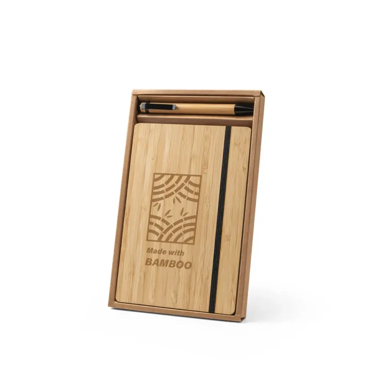 Kit Caderno e Caneta de Bambu Personalizado